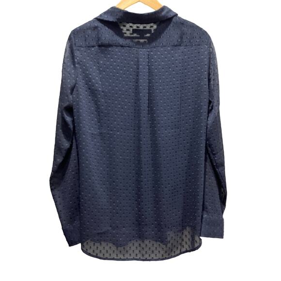 Banana Republic Woman’s Sheer Navy Dillon Dot Top Medium - Picture 2 of 3